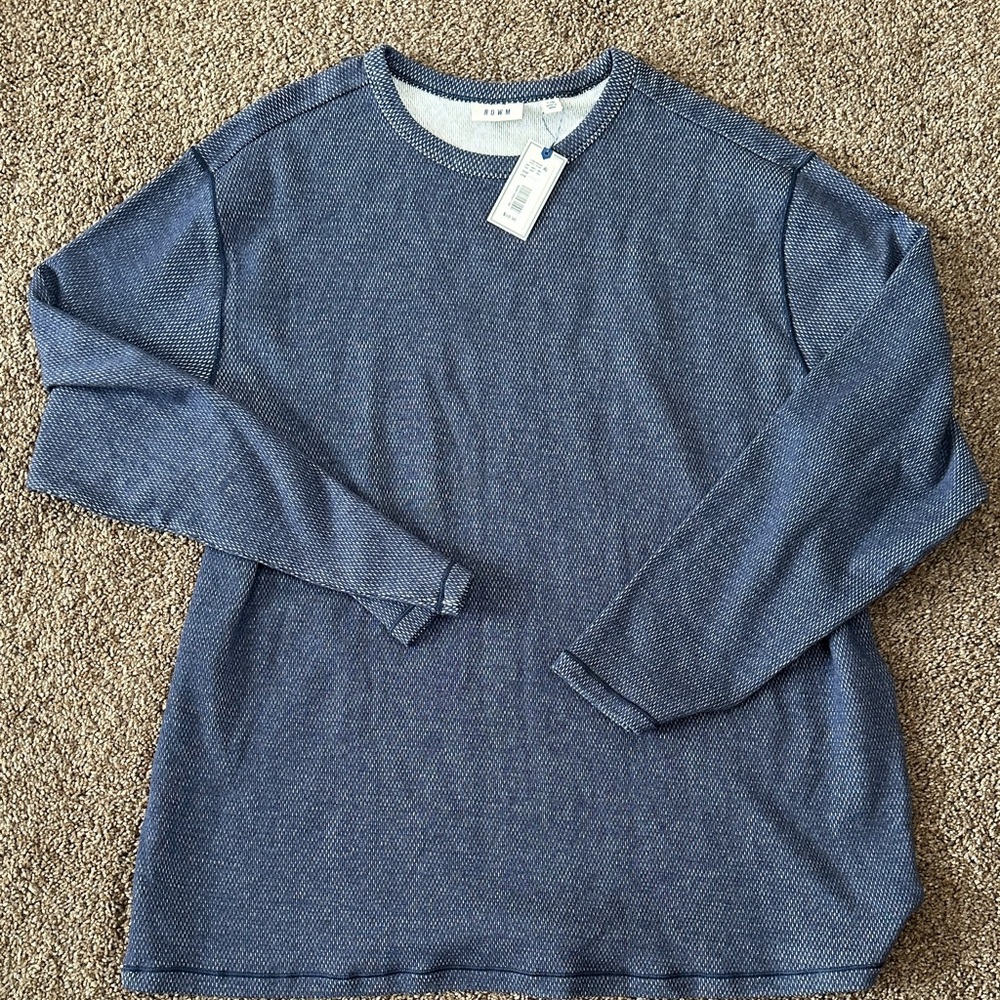 ROWN Men's Blue Waffle Knit Long Sleeve Sz 2XB NWT